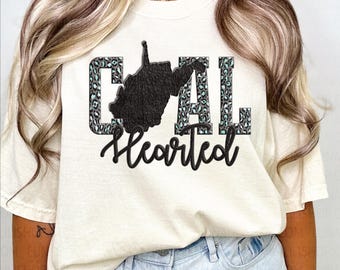 Coal Hearted Shirt, West Virginia Pride Tee, Leopard Print WV Graphic Shirt, Coal Gift, Appalachian Roots T-Shirt, Comfort Colors