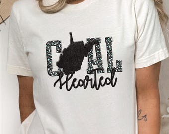 Coal Hearted West Virginia Shirt, Leopard Print State Shirt, Funny WV Shirt, Snarky Coal Shirt, Sassy Graphic Tee, Wv Gift