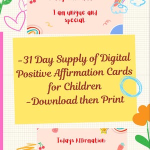 Digital Affirmation Cards for Children Self Affirmation Set for Kids Positivity Cards Confidence Building Digital Cards for Children