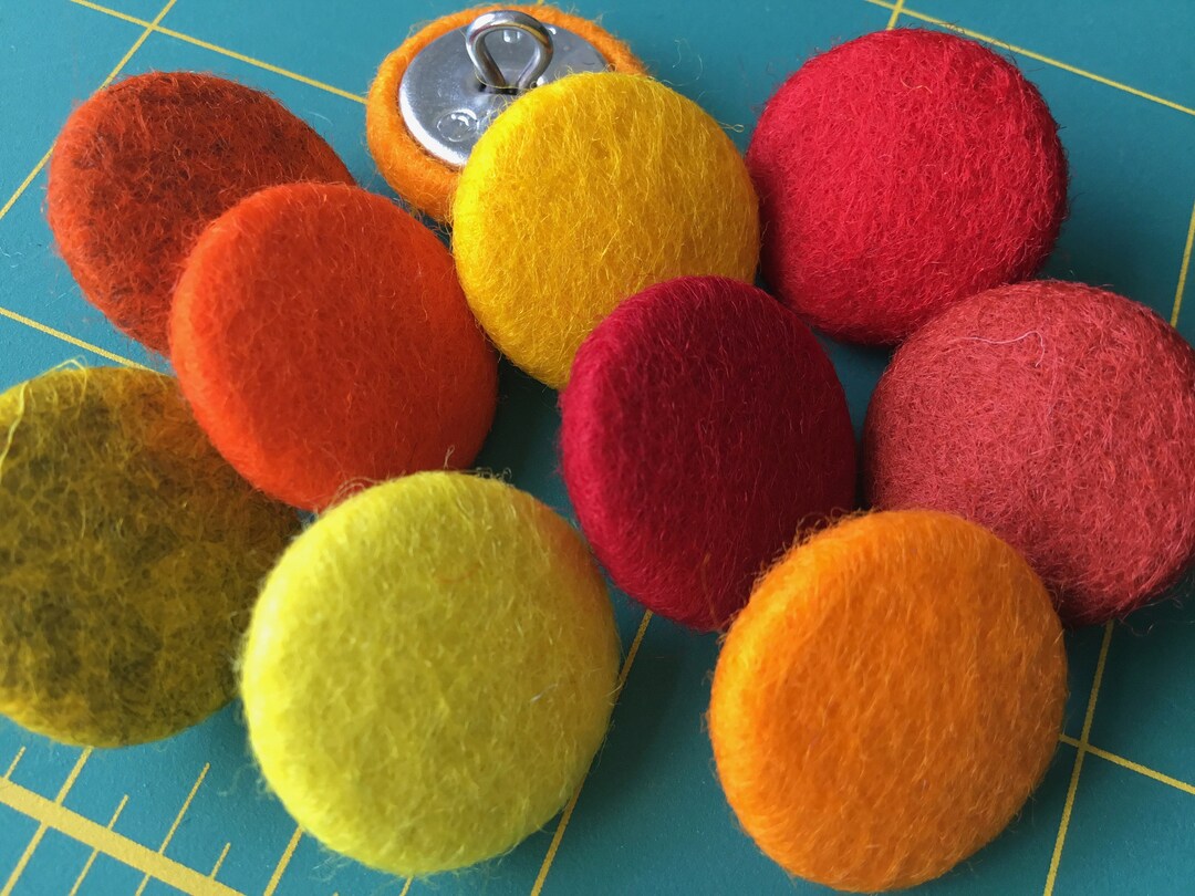 28mm Felt Buttons 100% Wool Hand Covered Metal Shank & Loop Back 70 ...