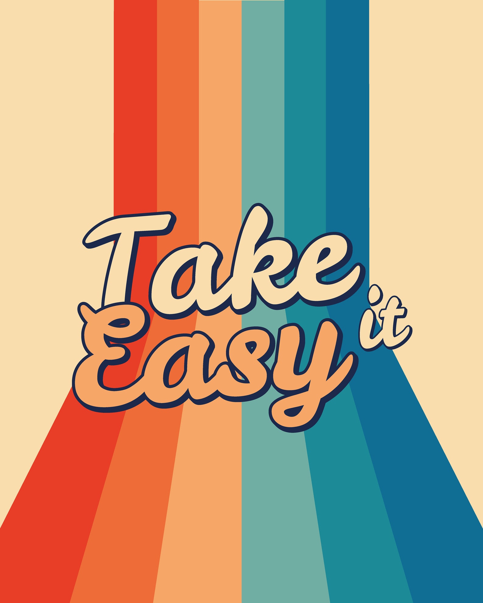 Take It Easy Poster 70's Print Lettering Poster | Etsy
