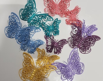 12 Handmade Double Winged Butterfly Embellishments for Crafting