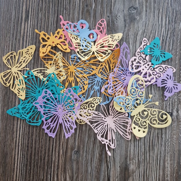 20 Butterfly Die Cut Embellishments Various Colours