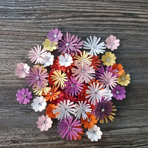 50 75 or 100 Delicate Flower Embellishments Multicoloured Etsy