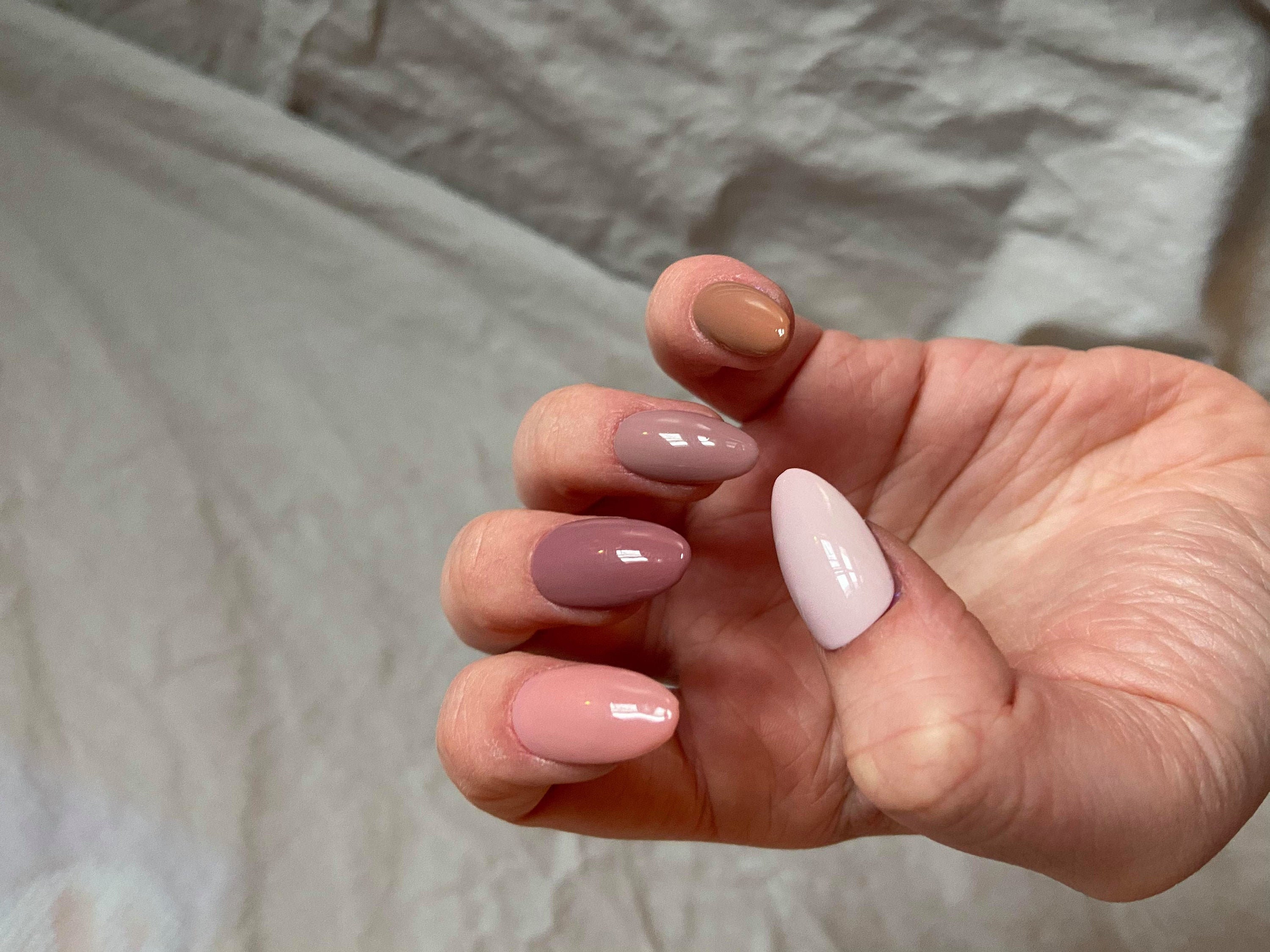 Neutral Shades Almond PressOn Nails Etsy