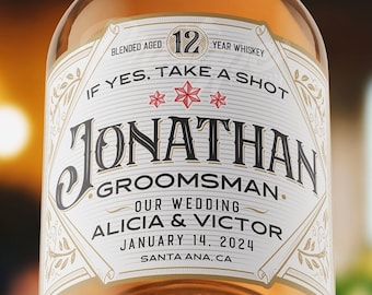 Groomsman Proposal Whiskey label, Groomsman Proposal Gift, Man of Honor proposal Gift, Wedding Whiskey, Best Man Whiskey Sticker