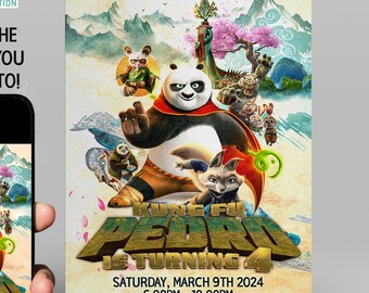 Kung Fu Panda 4 Birthday Invitation, Kung Fu Panda 4 Digital Invitation, Kung Fu Panda 4 Printable Invitation, Kung Fu Panda 4 Invitation