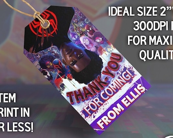 Party Favor Tag, thank you tag, gift bag tag, Spiderman, Spider-verse, Superhero Party, Miles Party decorations DIGITAL ITEM Made to Order