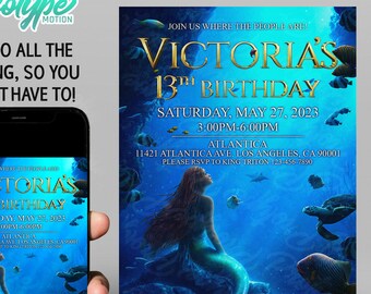 Mermaid Birthday Invitation, Mermaid Invite, Princess Birthday Party Invites, Little Mermaid, Evite, Made to Order, *Digital Download*