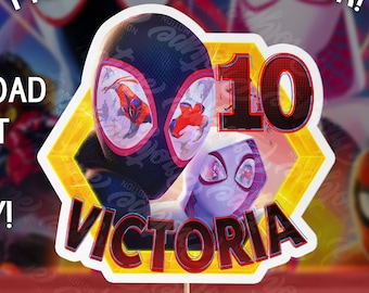 Spiderman, spider verse, miles, morales Birthday Party Cake Topper, Spider Cake Decoration,Party Decoration Digital download Made to Order