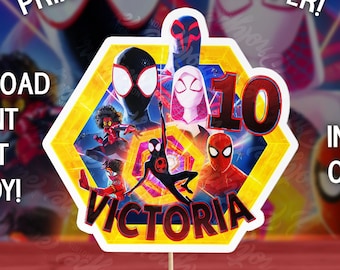 Spiderman, spider verse, miles, morales Birthday Party Cake Topper, Spider Cake Decoration,Party Decoration Digital download Made to Order