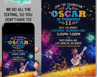 Coco, Birthday Invitation, Dia de los muertos Fiesta Invitation, Custom Download Digital, Mexico, Birthday, Coco Invite Day of the Dead