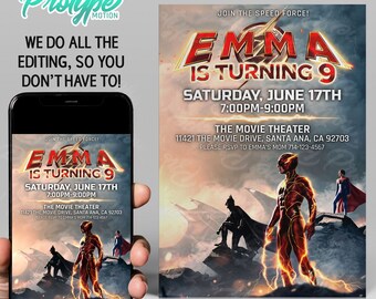 Flash Party Movie Invitation Flash Super Hero Party Invite Flash Theme Party Digital Invitation made to order Invitation, Bat,