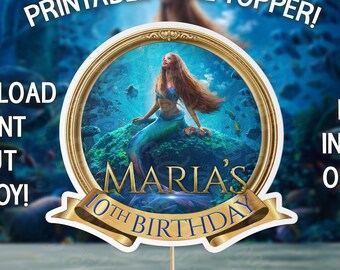 Mermaid cake topper, Little, Mermaids, Birthday Party Cake Topper, Mermaid Cake Decoration,Party Decoration Digital download Made to Order