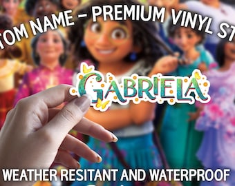 Custom Name Sticker, Vinyl Sticker, Water Bottle Sticker, Waterproof Sticker, Encanto, Decal, Laptop, Journal, Personalized Sticker, Gift