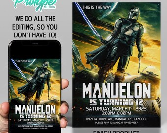 Mandalorian Invitation - Star Wars Invitation - Baby Yoda - Grogu - Mando - Digital Download,  digital invite