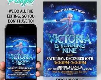 Frozen Princess Elsa Girl Birthday Invitation | Winter Snow Birthday Party Invites Template, Printable, Editable Instant Download - DIGITAL