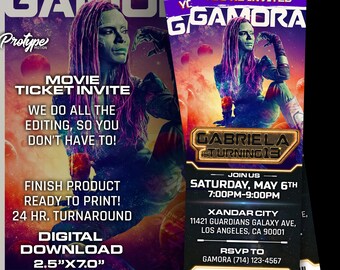 Guardians of the Galaxy 3 Ticket Einladung, Movie Ticket, Guardians of the Galaxy 3 Invite, Guardians of the Galaxy 3 Invites GAMORA