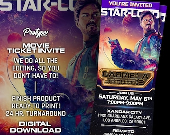 Guardians of the Galaxy 3 ticket Invitation, Movie Ticket, Guardians of the Galaxy 3 Invite, Guardians of the Galaxy 3 Invites STAR LORD
