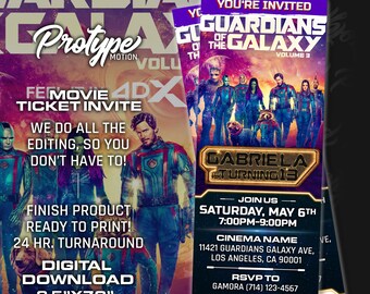 Guardians of the Galaxy 3 ticket Invitation, Movie Ticket, Guardians of the Galaxy 3 Invite, Guardians of the Galaxy 3 Invites
