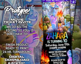 Elemental, Elements, Elemental movie ticket Invitation, invite Movie Ticket, digital download MADE TO ORDER