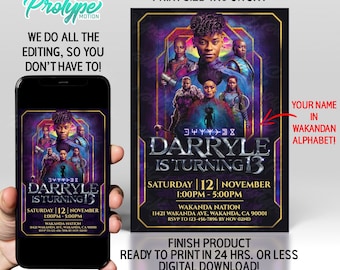 Wakanda Forever Themed Invitations, Black Panther 2 Invitation, Wakanda Forever Invite, Wakanda Forever Invites