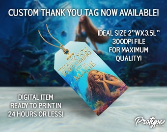 Party Favor Tag, thank you tag, gift bag tag, Mermaid, Little Mermaid, Princess Party, Mermaid Party decorations DIGITAL ITEM Made to Order