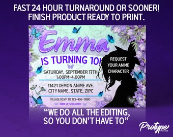 Anime Theme Birthday Party Invitation Made to Order *DIGITAL ITEM*