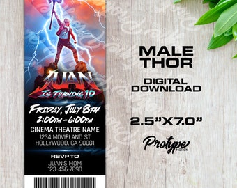 Thor, Zaproszenie cyfrowe, Spersonalizowane zaproszenie, Bilet do kina, Natychmiastowe pobranie Thor Urodziny *THOR MĘŻCZYZNA*