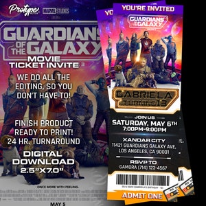 Guardians of the Galaxy 3 ticket Invitation, Movie Ticket, Guardians of the Galaxy 3 Invite, Guardians of the Galaxy 3 Invites