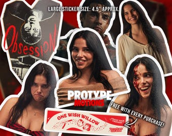 Obsession Sticker Pack, Freaky Nikki Stickers, One Wish Willow, Horror Film Stickers, No no no no sticker, Vinyl Sticker, large stickers