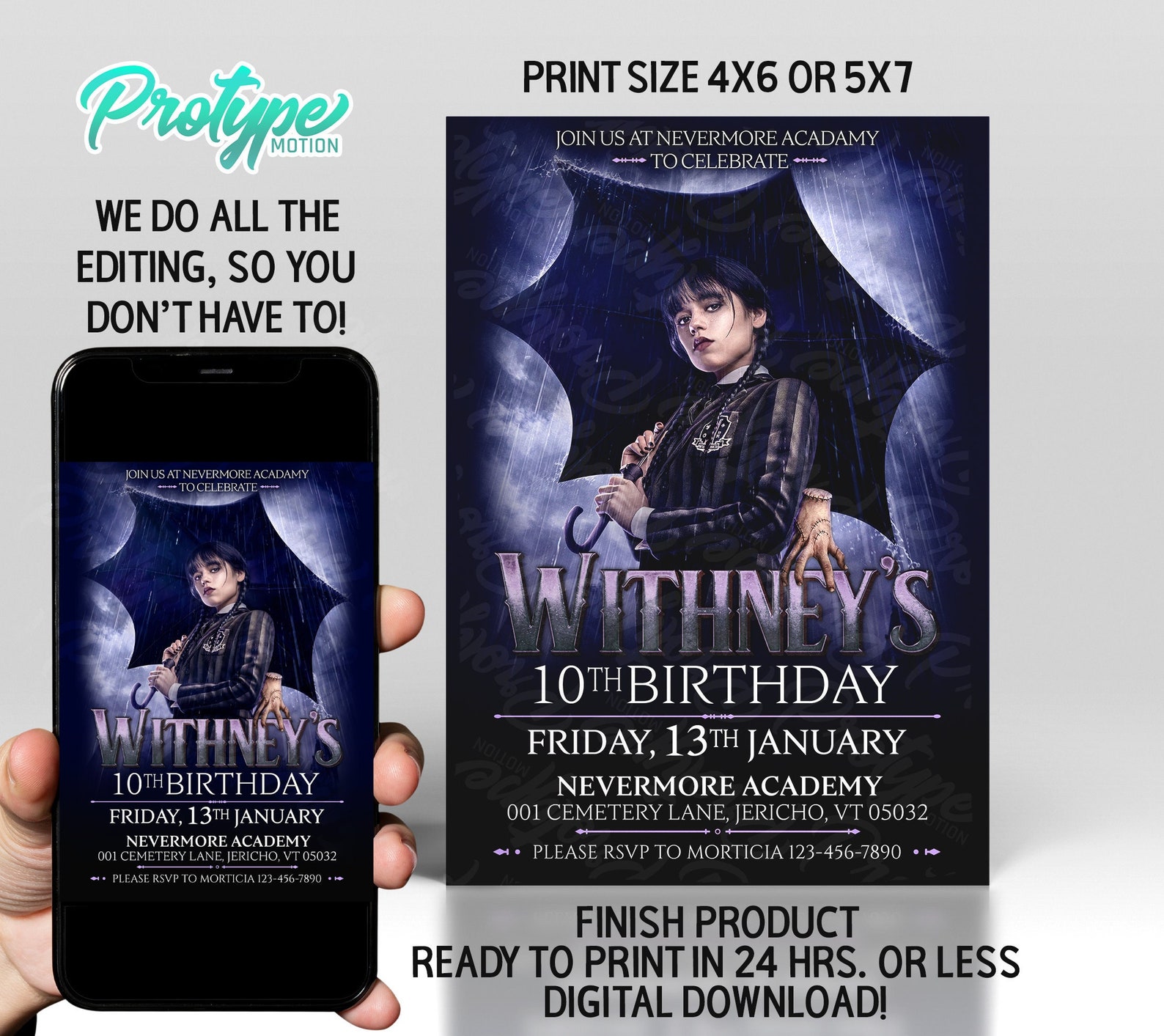 Wednesday Addams Birthday Invitation Wednesday Party Invite Etsy 