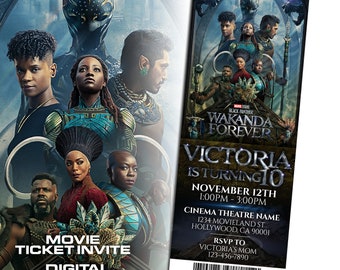 Zaproszenia na bilety do kina Wakanda Forever, Zaproszenie na film Czarna Pantera 2, Zaproszenie na film Wakanda Forever, Zaproszenia na film Wakanda Forever