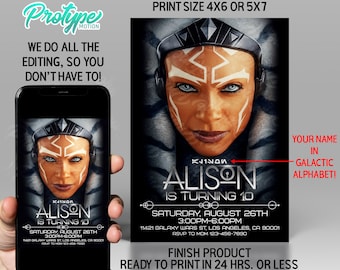 Ahsoka - Star Wars Invitation - rebels, galactic republic, space, skeleton crew, invitation, Digital Download,  digital invite