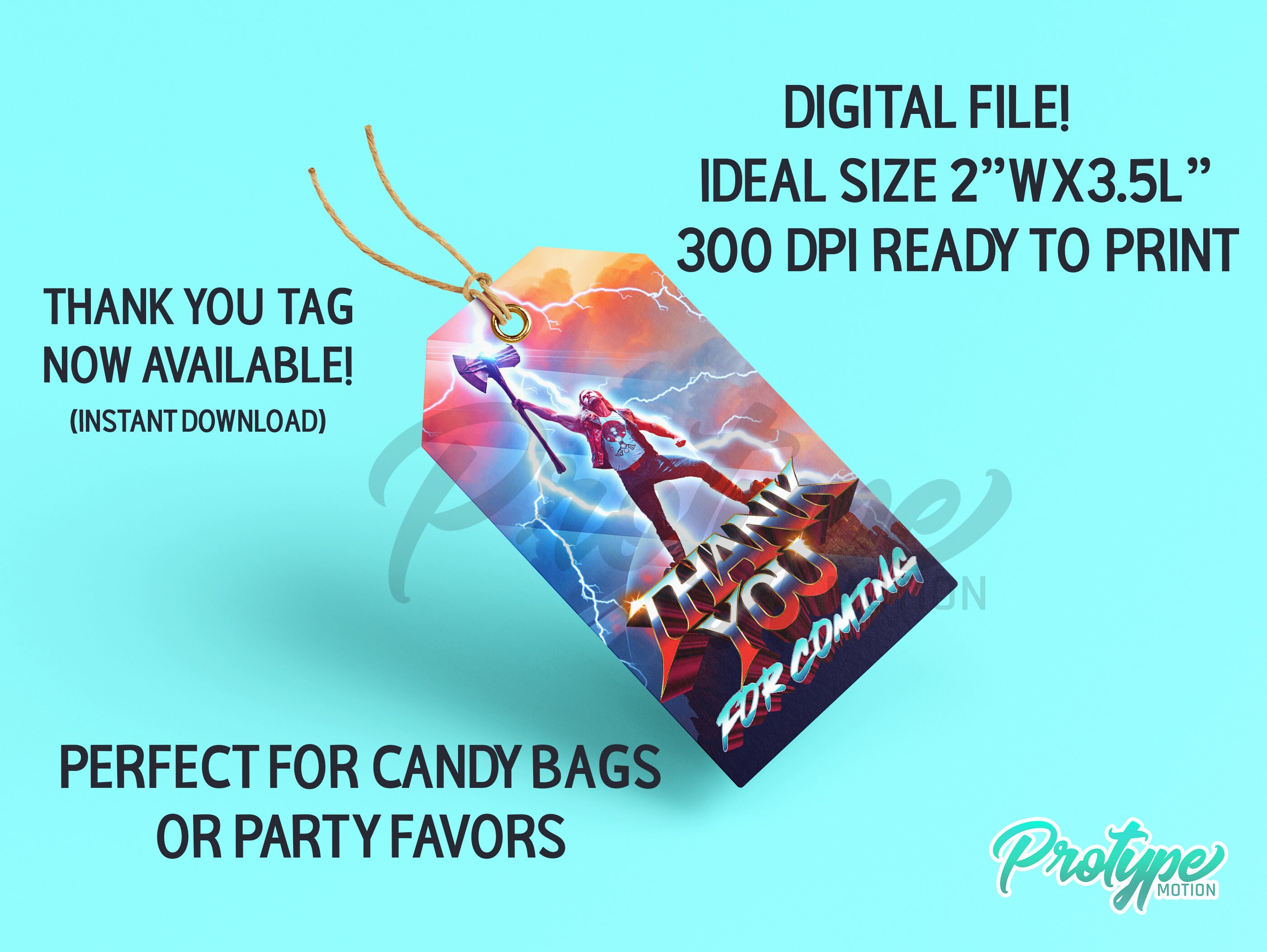 Party Favor Tag, thank you tag, gift bag tag, Slayer Thunder, Thor, Love superhero Birthday Party *DIGITAL ITEM* Instant Download
