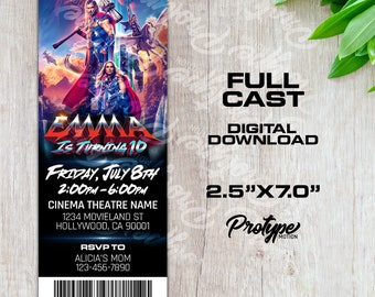 Thor_  Digital Invitation, Customized Invitation, Thor, Movie Ticket, Instant Download Thor Birthday **FULL CAST**