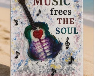 Harz Glas Gitarre Wandkunst - Mixed Media Leinwand (11x8)