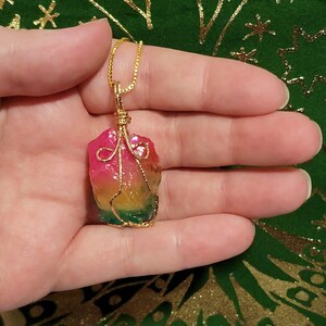 Rainbow Aura Quartz Wire Wrapped Necklace