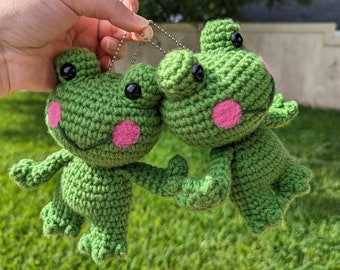 Little Froggy Friend Crochet Amigurumi Plush Keychain
