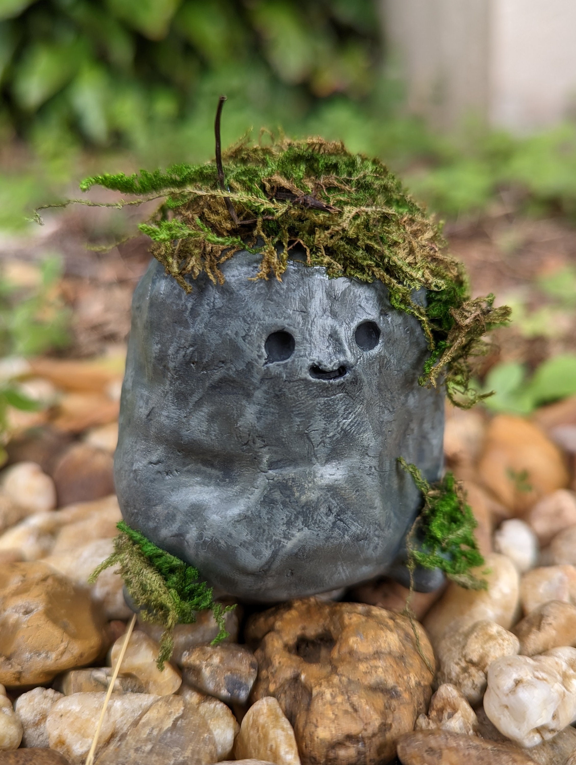 Mossy Rock Friend Cottagecore Polymer Clay Sculpture Etsy
