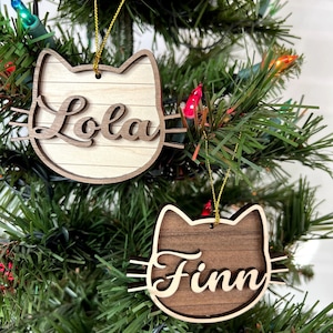 Personalized Cat Pet Name Wooden Ornament