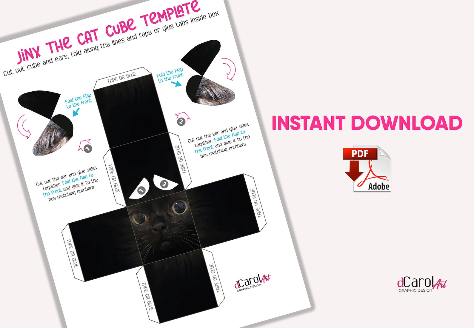 Jinx the Cat Cube Papercraft Template. DIY Lowpoly Toy. 3D - Etsy