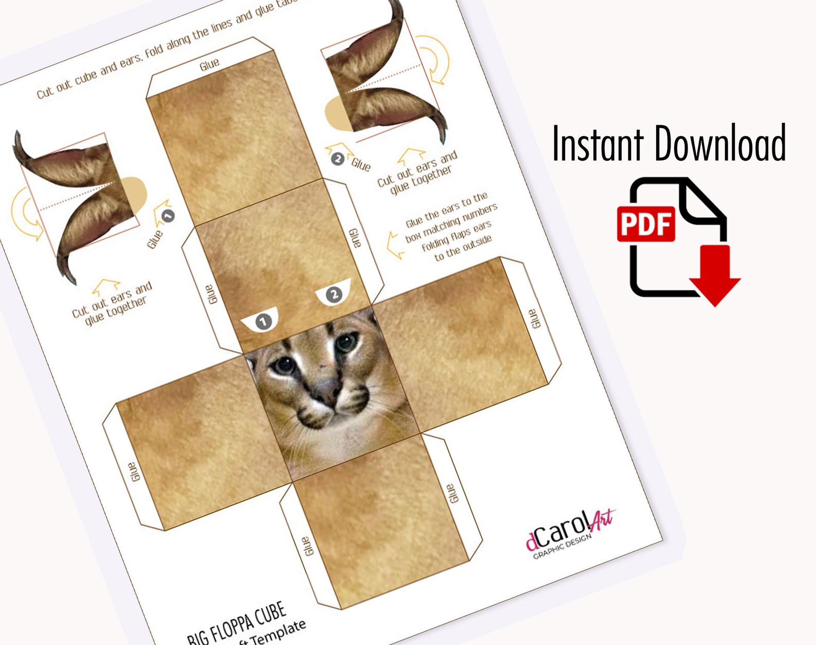 Floppa Cube Paper Template Floppa Cube Paper Template