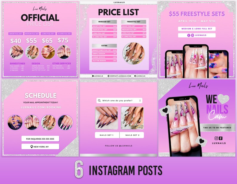 Nail Technician Instagram Posts Nail Tech Price List Nail Etsy