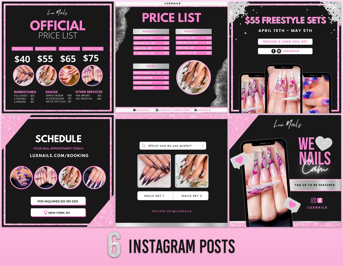 Nail Technician Instagram Posts Nail Tech Price List Nail Etsy España
