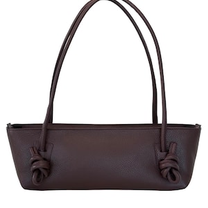 Bordeaux Leder Baguette Tasche - Burgund Hochwertige Leder Handtasche mit Silber Hardware