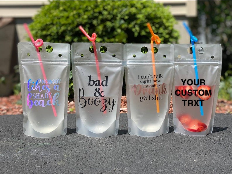 Reusable Drink Pouches With Straw / Custom Drink Pouches / Etsy