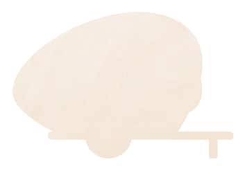 Forma de madera de caravana vintage en blanco, suministros para fiestas de manualidades y pintura