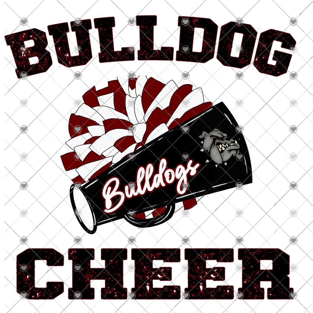 Bulldog Cheer Maroon PNG Digital Download, High Quality 300 DPI Bulldog