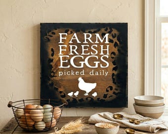 Rustic Wood Sign, Distressed Farmhouse Home Decor, Chicken decor